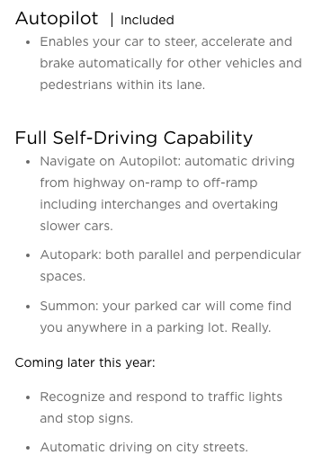 Tesla Autopilot and FSD package