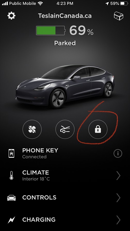 Tesla app locked