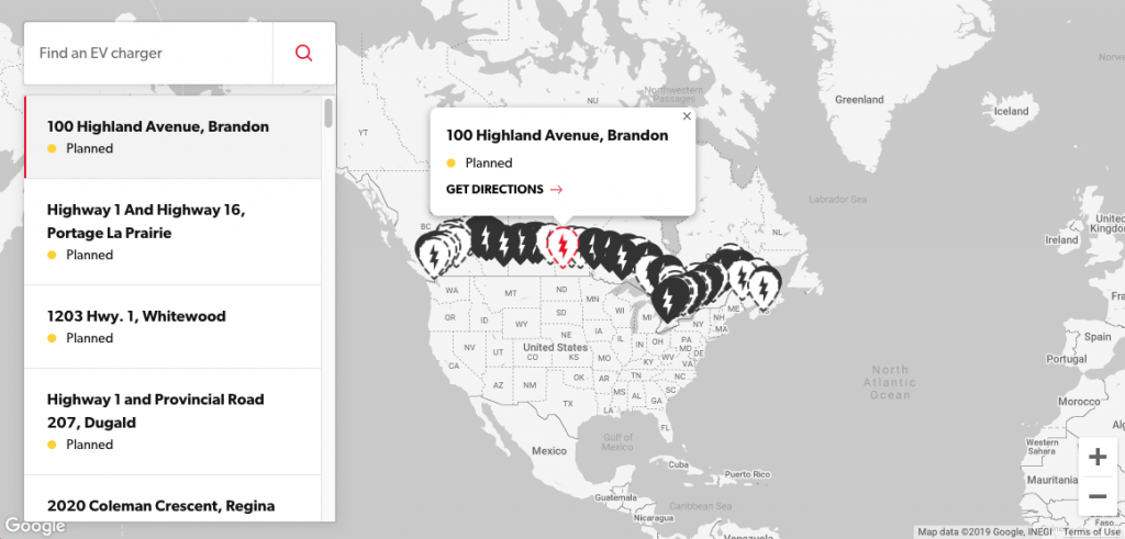 vPetro Canada EV map Brandon