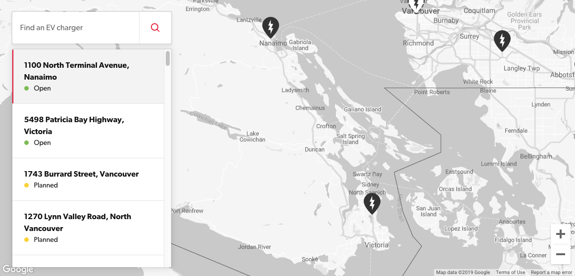 Petro Canada charger map Vancouver Island
