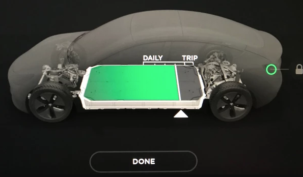 Tesla battery charging screen