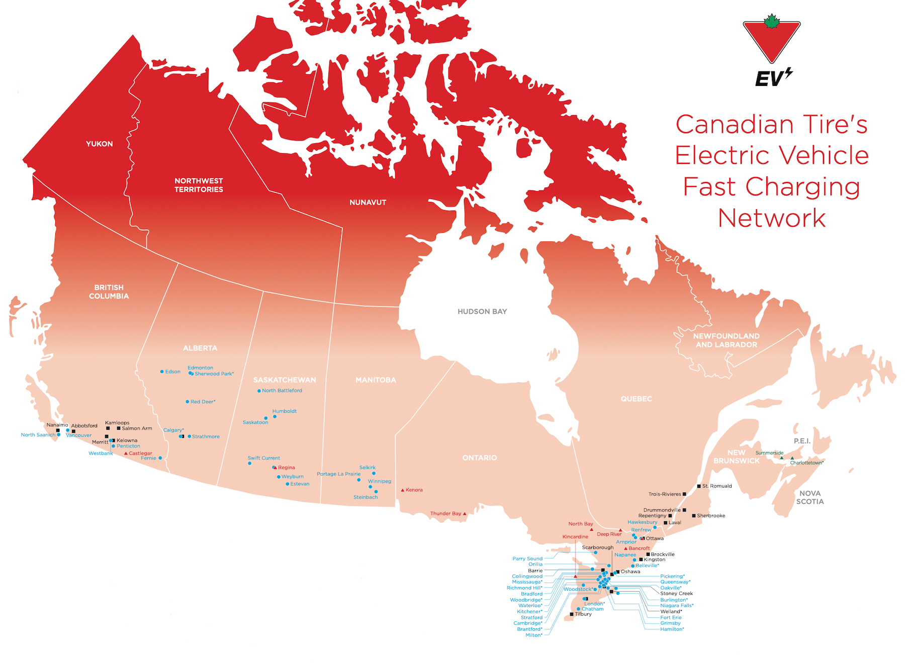 Canadian Tire EV network map