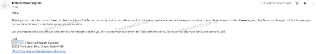 Tesla referral extension