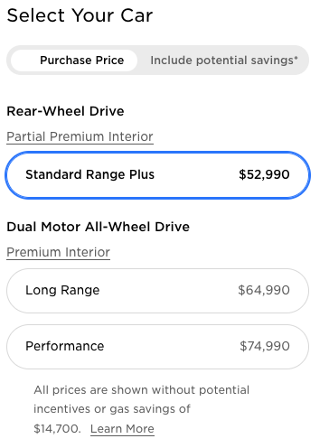 Tesla Model 3 price changes in Canada