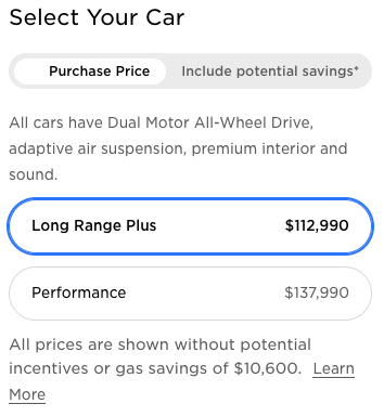 Tesla Model X price changes Canada