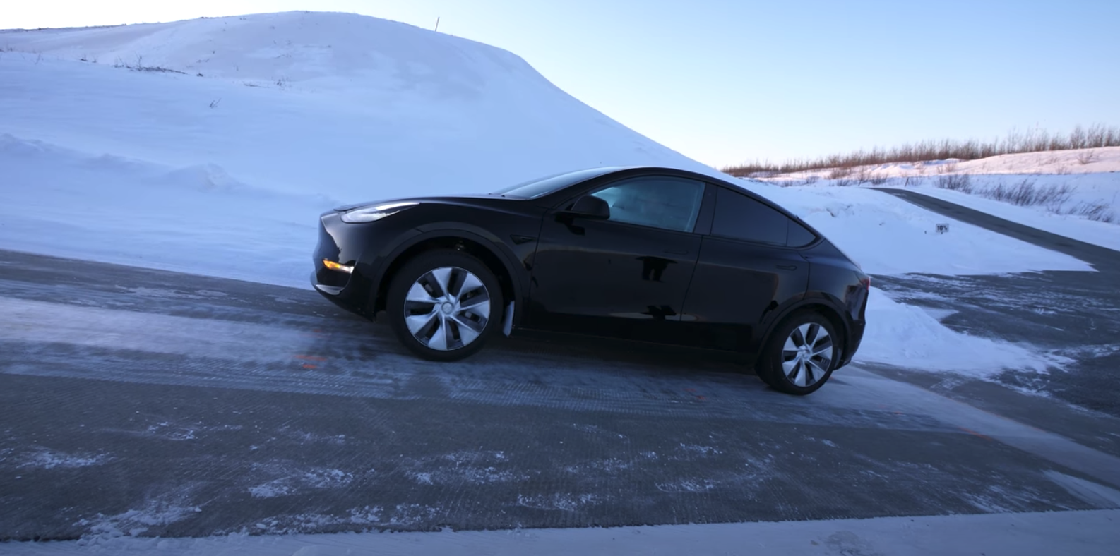 Tesla Model Y ice incline