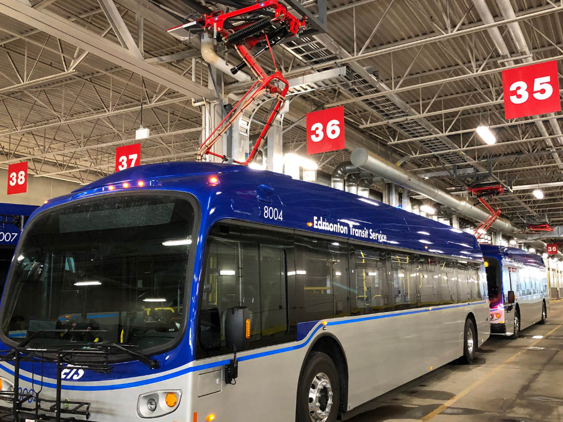 Edmonton Transit Proterra electric bus charging