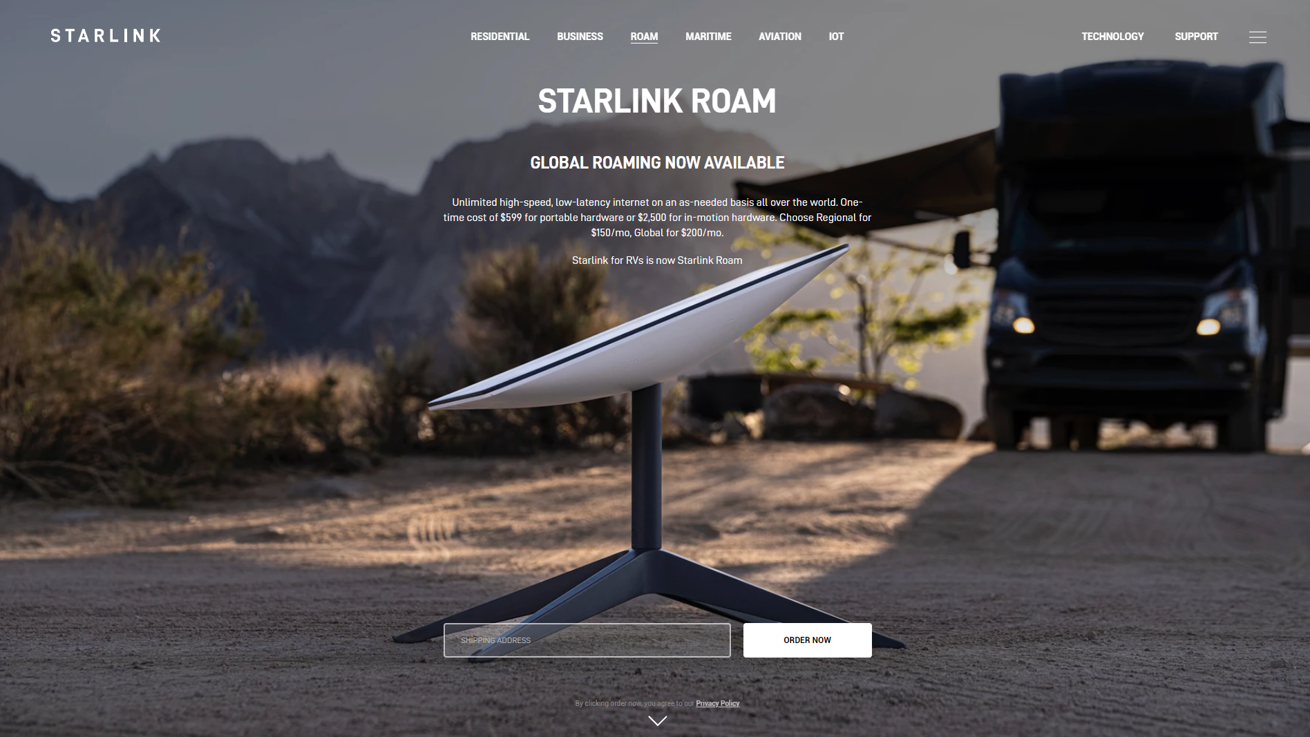 Starlink Rv Rebranded To Starlink Roam With Month Global Roaming