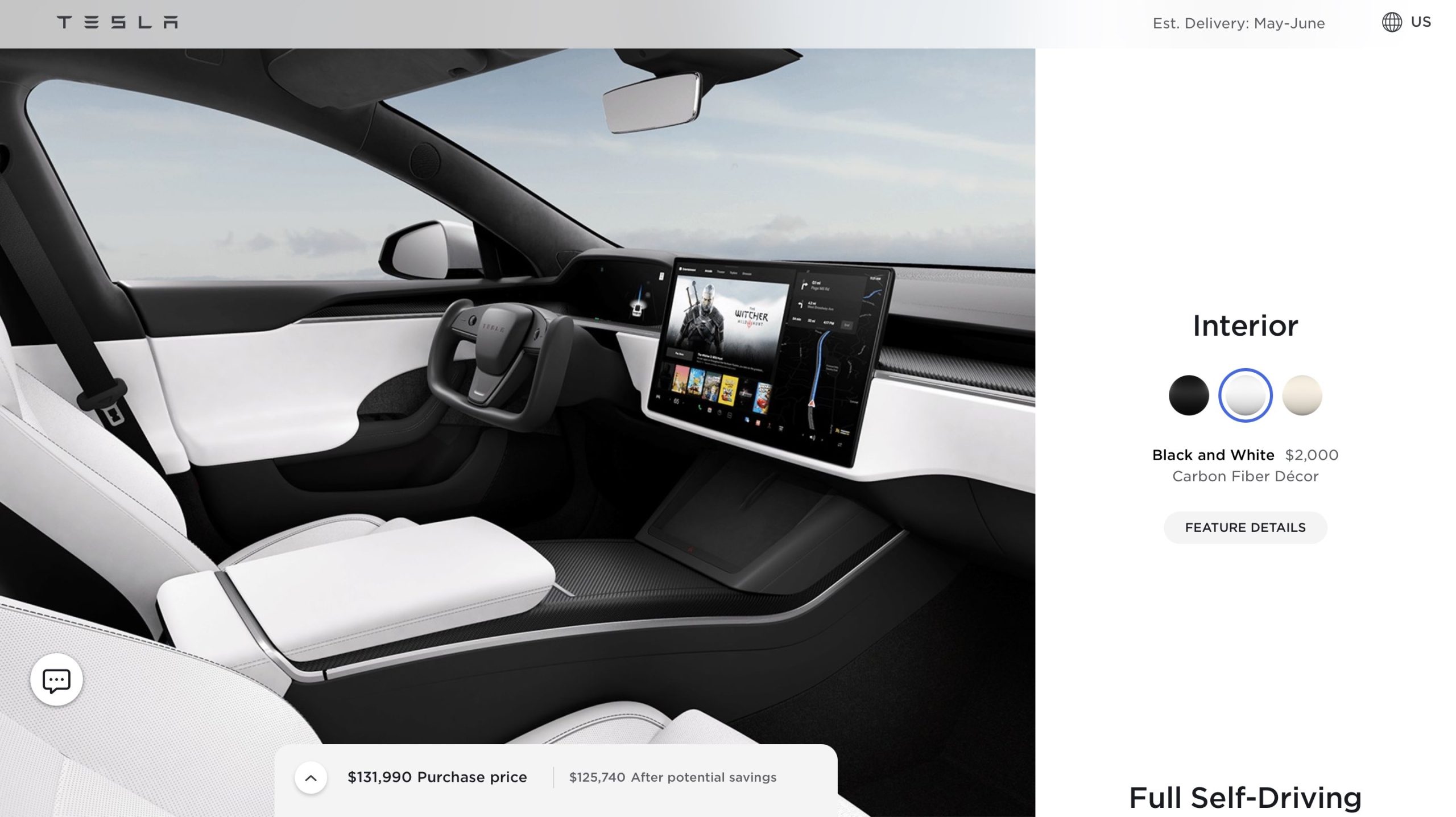 Tesla model deals s interior white