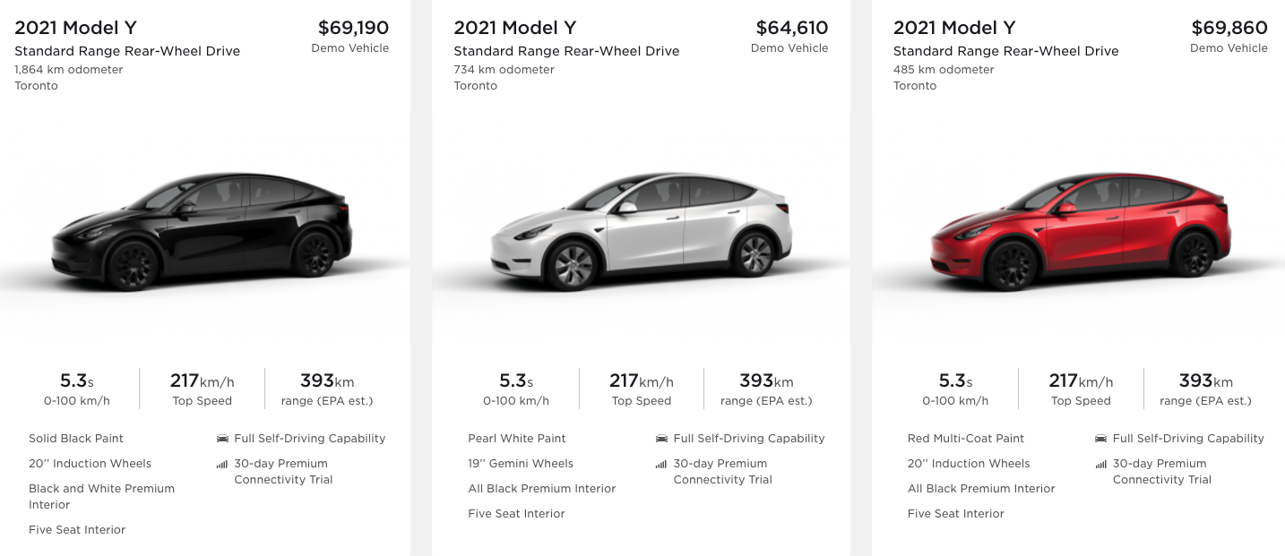 Tesla model deals y standard range