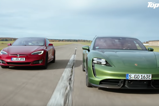 BBC Top Gear Tesla Model S vs Porsche Taycan Turbo S