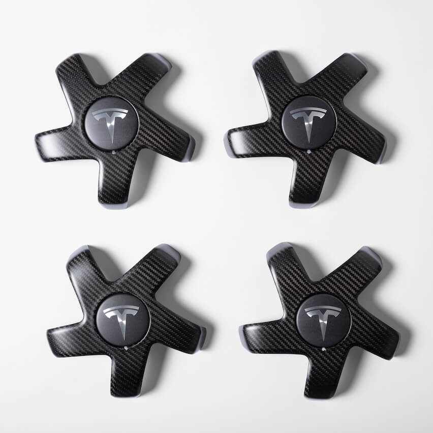 tesla adds new carbon fiber wheel cap kit for model 3
