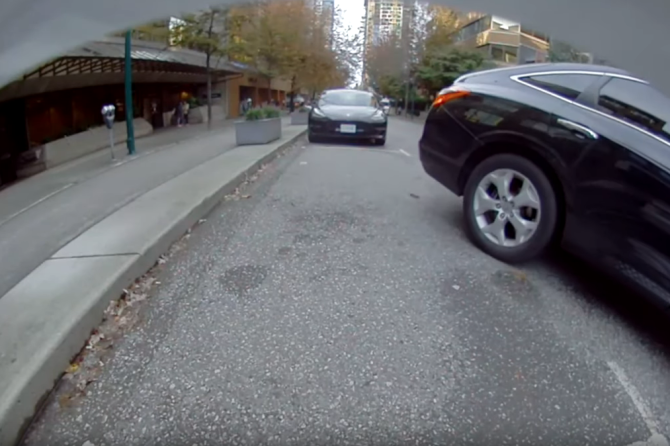 Sentry Mode parallel parking crash Vancouver