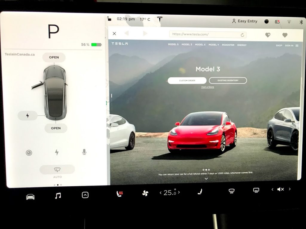 Tesla Model 3 SR+ web browser