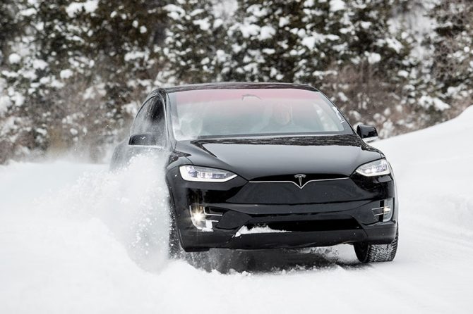 Tesla in the snow