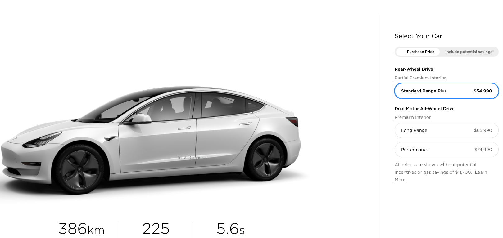 Tesla prices before