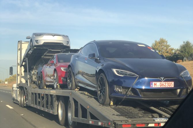 Plaid Model S on truck