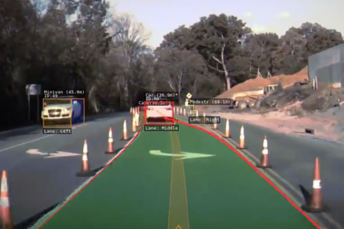 Tesla Autopilot in construction zone