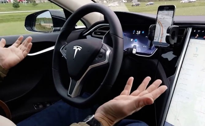 Tesla Model S distracted driving