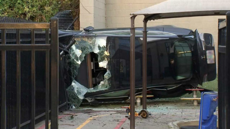 Tesla Model 3 drives off 40 feet embankment and the driver walks away ...