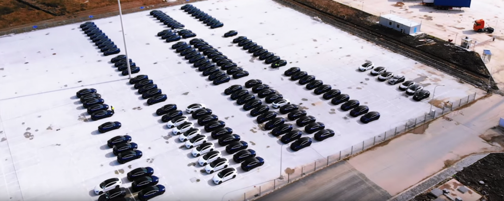 Gigafactory Shanghai Model 3 parking lot