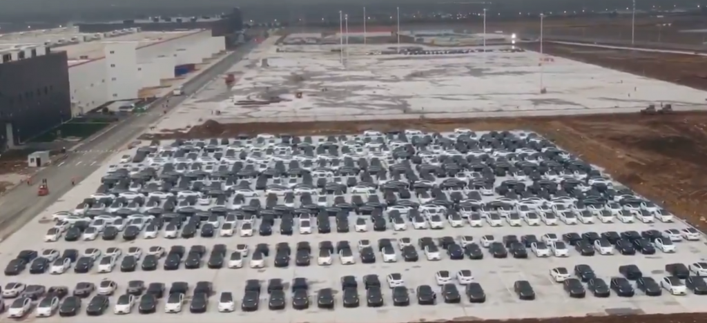 Gigafactory Shanghai Model 3 parking lot
