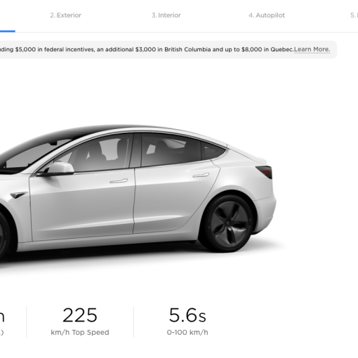 Model 3 configurator