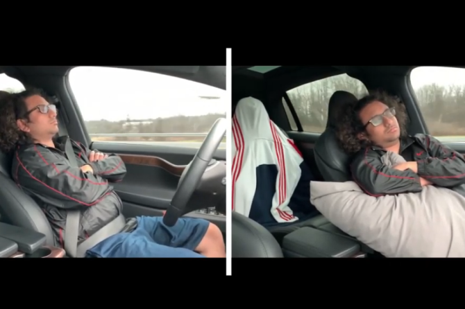 Model X driver sleeping