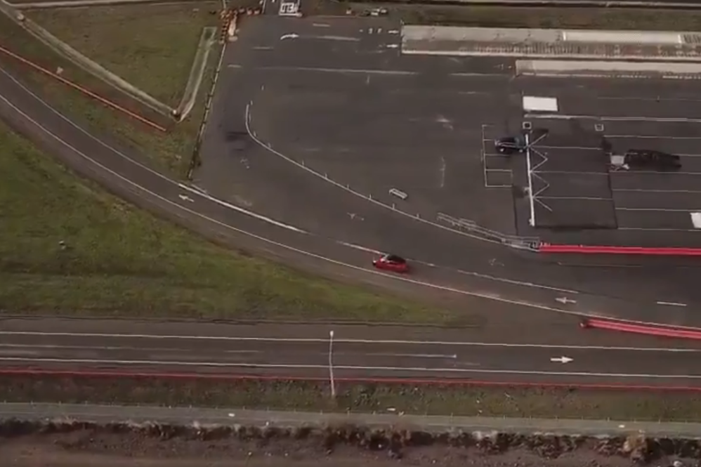 Model Y drone video test track