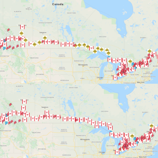 Tesla Canada Supercharger map