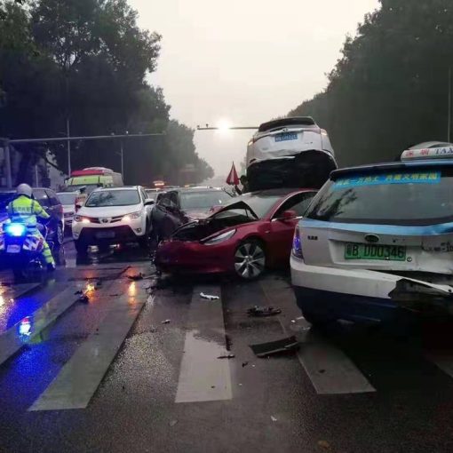 Tesla Model 3 roof crash