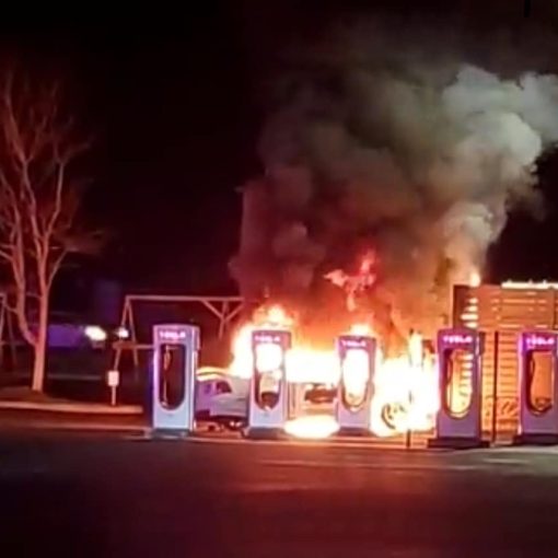 Tesla Supercharger fire drunk driver