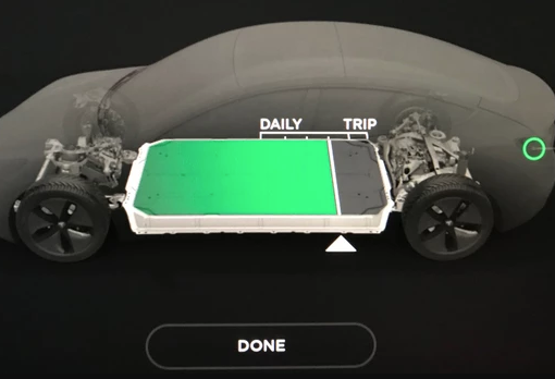 Tesla battery charging screen