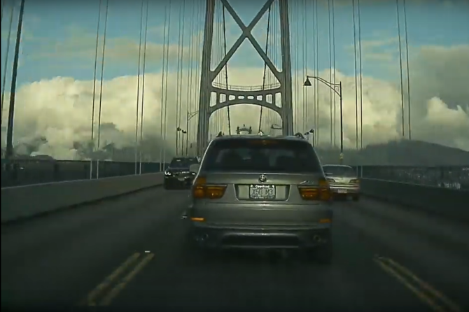 BMW X5 Lions Gate Bridge Tesla