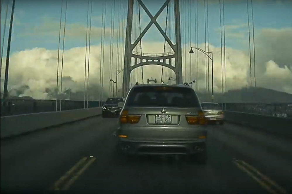 BMW X5 Lions Gate Bridge Tesla