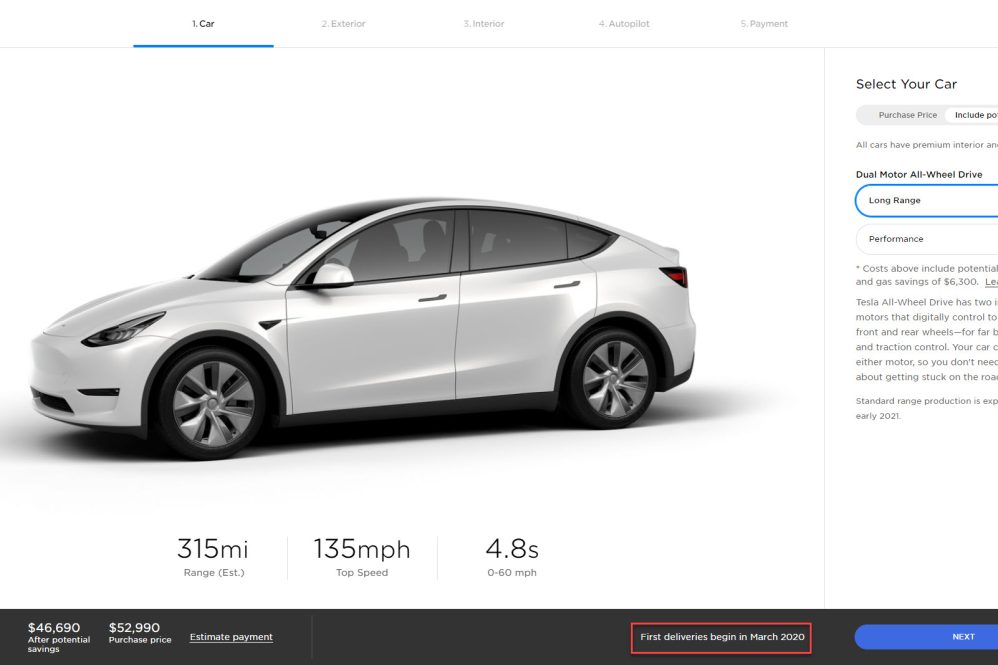 Model Y deliveries US