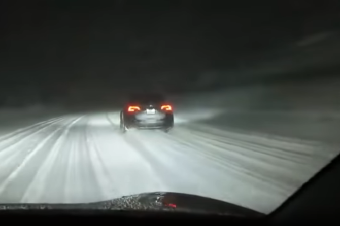 Tesla Model Y in the snow