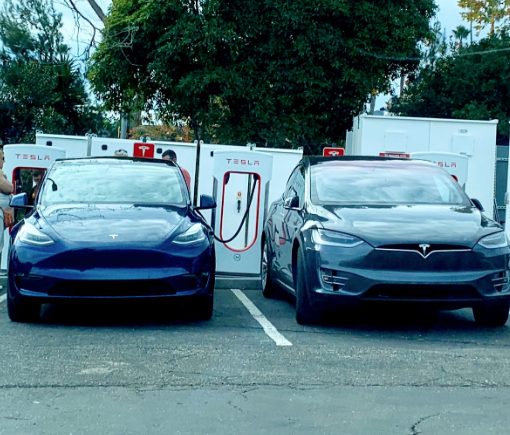 Tesla Model Y next to Model X
