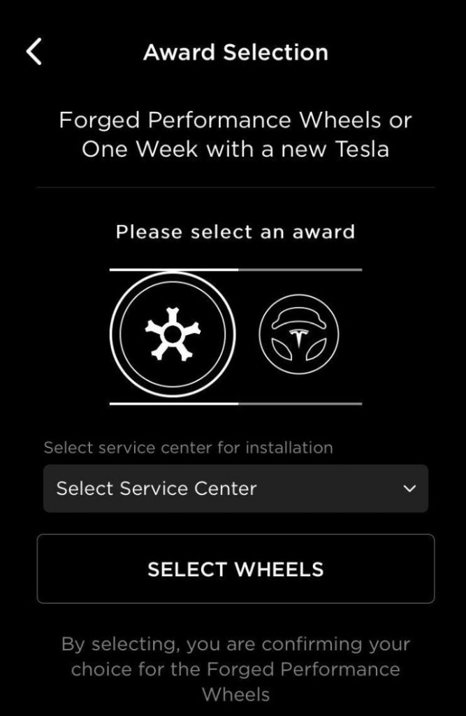 Tesla Referral wheel award