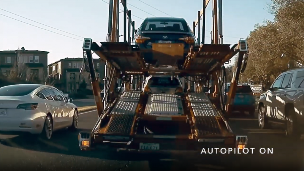 Does an empty car carrier trailer confuse Autopilot's sensors? Watch as a Model 3 rear-ends a