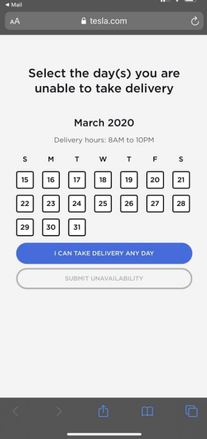 Model Y delivery dates