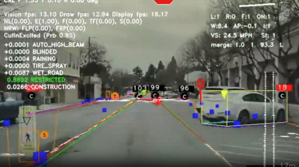 Tesla Auopilot camera view