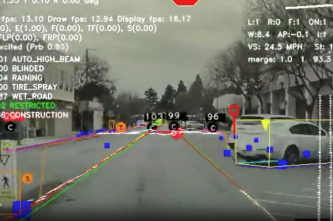 Tesla Auopilot camera view