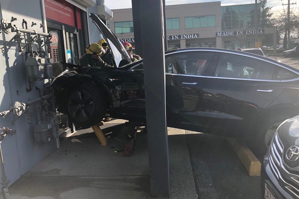 Tesla Model 3 crash Surrey BC