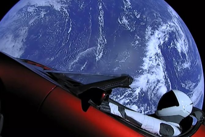 Tesla Starman and Earth