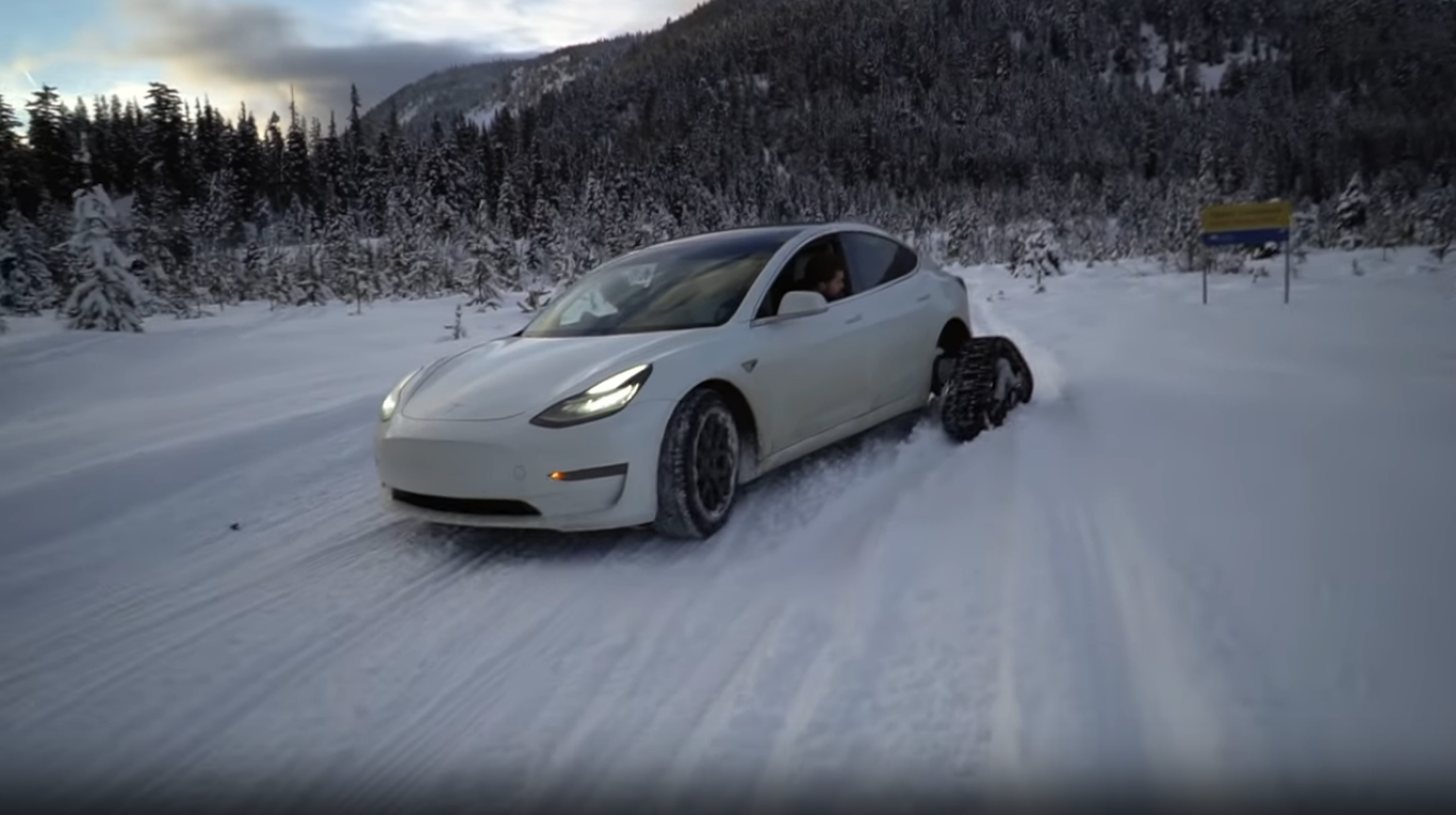 Get A Lot Of Snow In Your Area You Could Put On Snow Tracks To Turn Your Tesla Into An Electric Snowmobile Like This Canadian Did Drive Tesla Canada