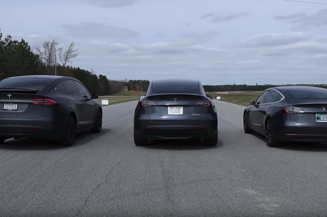 Model X Model Y Model 3 drag race
