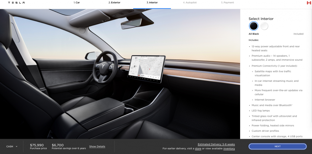 Tesla Model 3 interior design studio