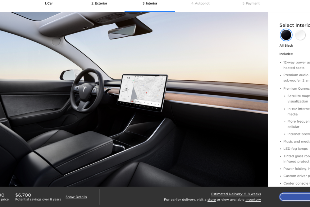 Tesla Model 3 interior design studio