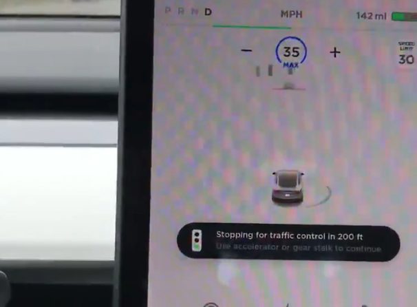 Tesla Model 3 stop lights